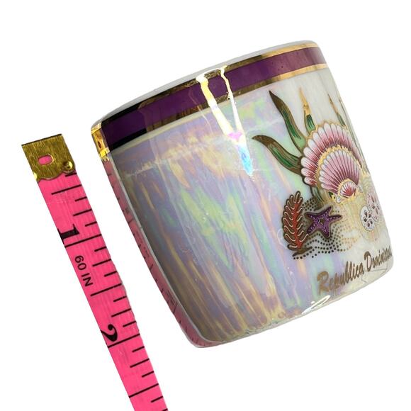 Republica Dominicana TEA CUP & SAUCER SET Demitasse Iridescent Pink Shell Ocean - Picture 6 of 8